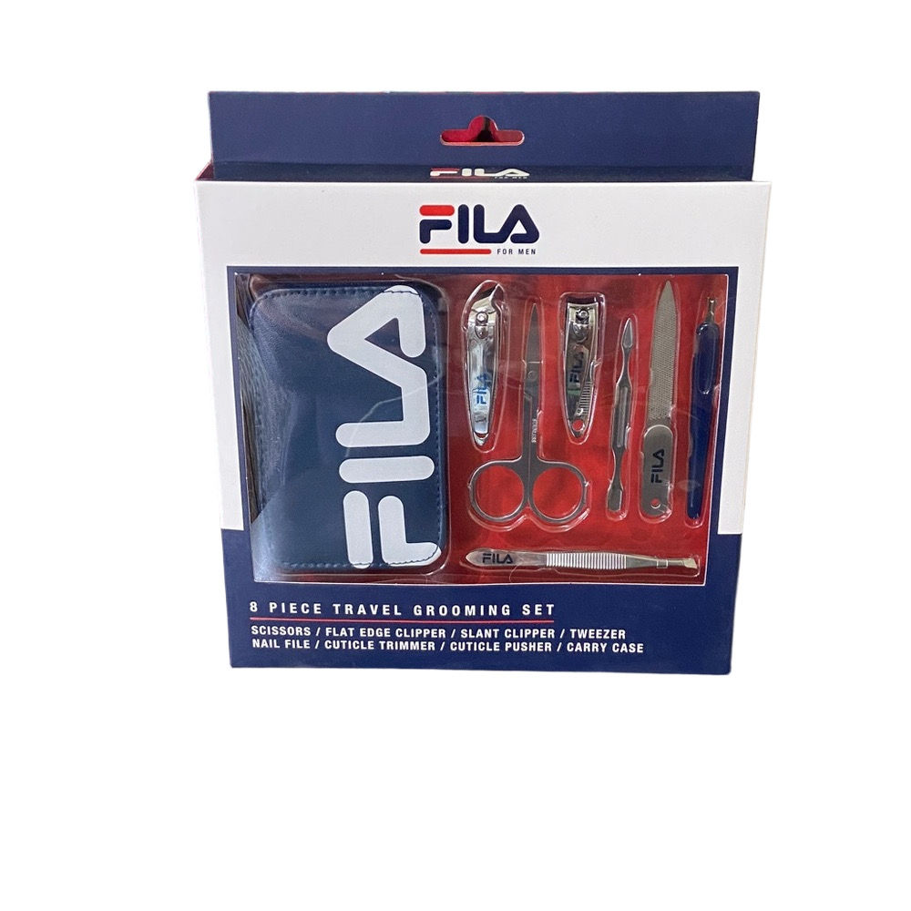 Fila 8-Piece Travel Grooming Kit NIB Toiletry Set Organizer Case